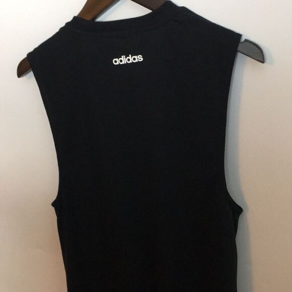 ADIDAS Black Logo Loose Muscle Tank Top Active Work-Out Sz Small - Picture 8 of 15